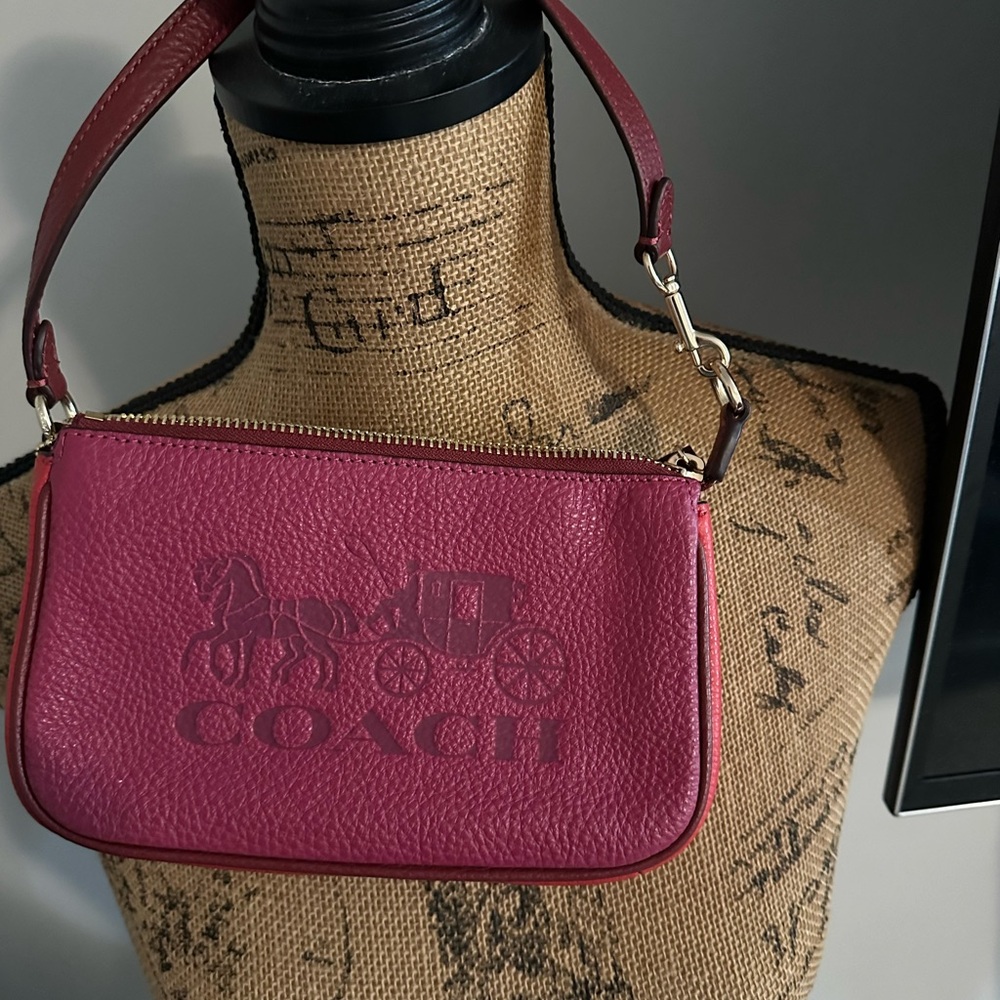Coach Pink Pebbled Leather Wristlet